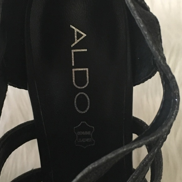 Aldo black sparkle peep toe zippered heels - Picture 6 of 8
